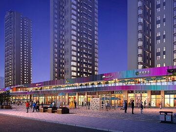 步行街灯光效果