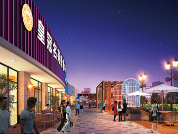 步行街局部灯光效果